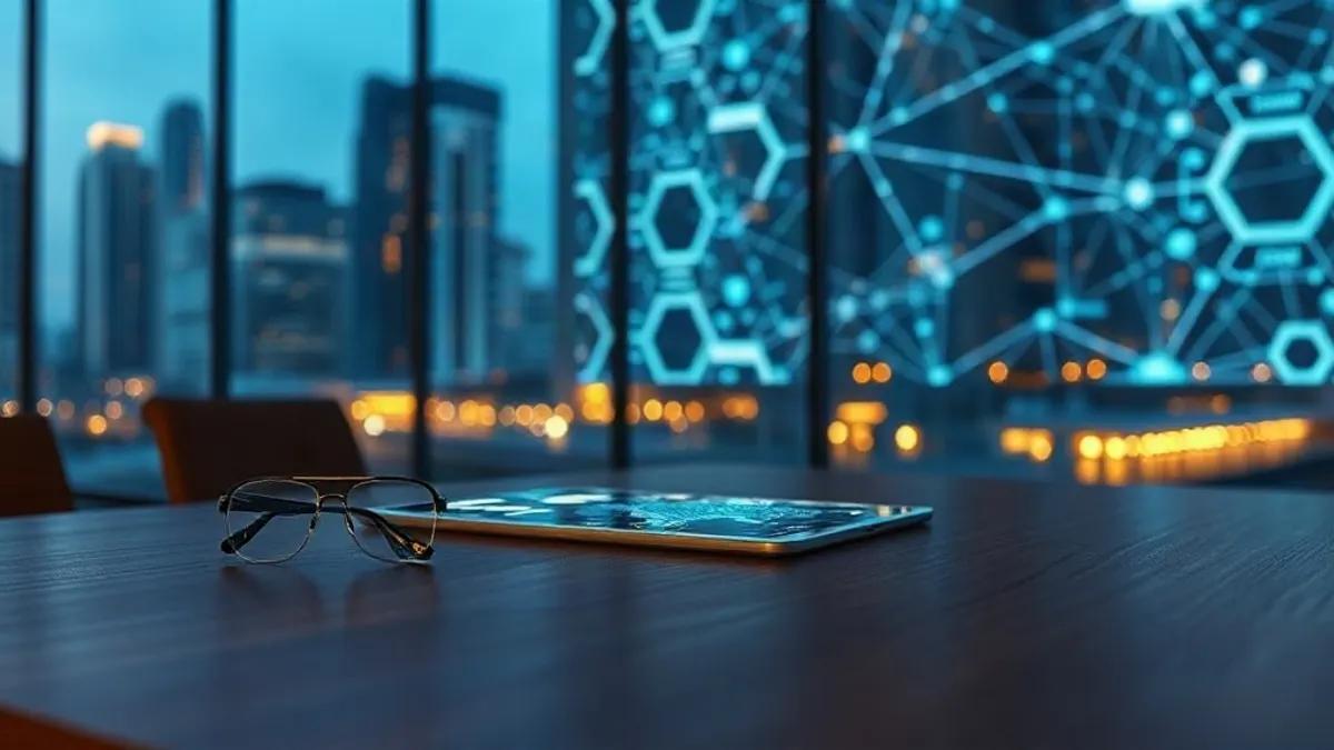 Foto original gerada para a matéria: Tecnologia e IA: O Futuro da Gestão Imobiliária Revelado no Superlógica Next 2026