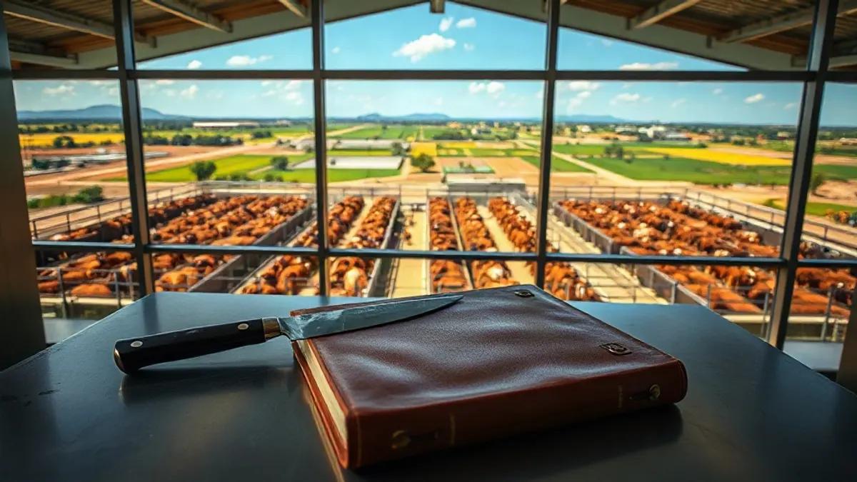 Foto original gerada para a matéria: Impacto da exportação de carne: como o mercado imobiliário de Goiânia se conecta