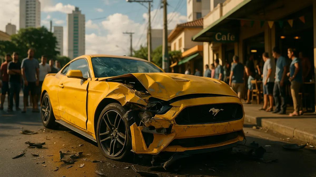 Foto original gerada para a matéria: Influenciador em Goiânia sofre prejuízo após acidente com Mustang