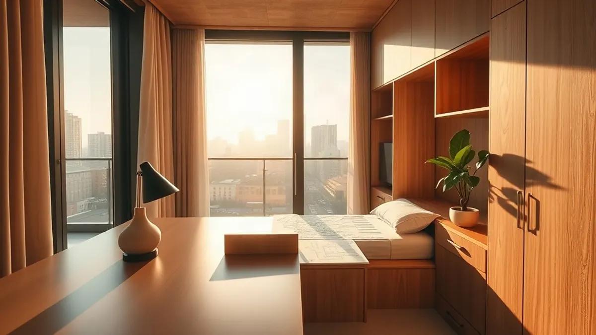 Foto original gerada para a matéria: Apartamentos compactos em Goiânia: como valorizar seu imóvel com o design inteligente