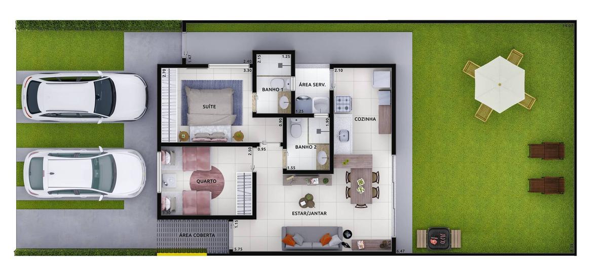 Planta 02 - 2 dorm 80m²