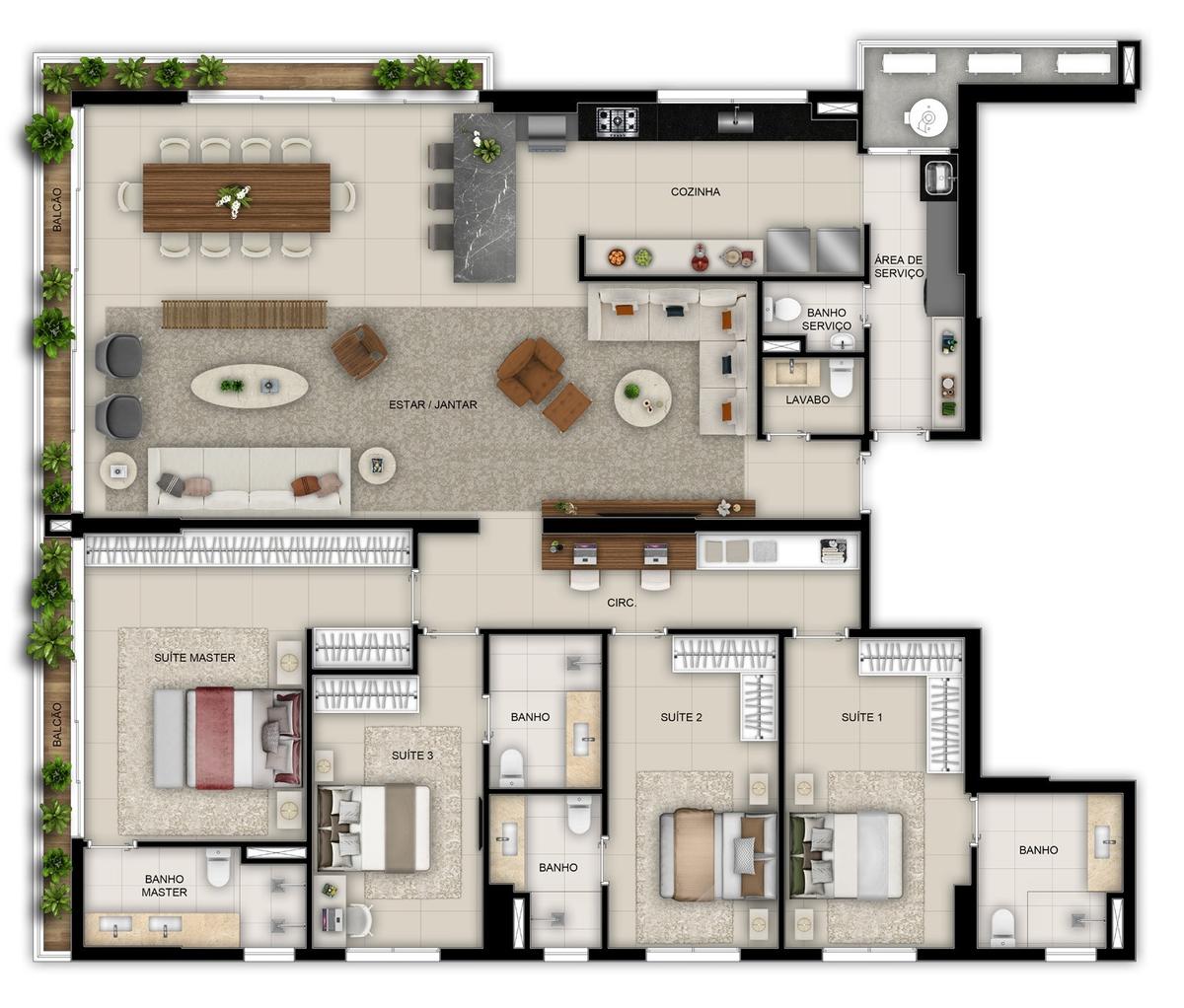 Planta 06 - 4 dorm 222m²