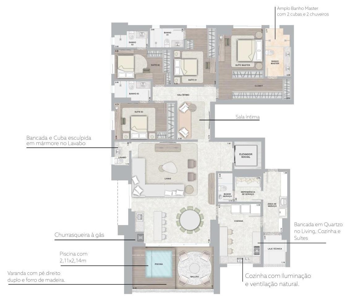 Planta 02 - 4 dorm 253m²