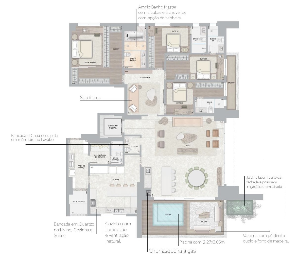 Planta 03 - 4 dorm 305m²