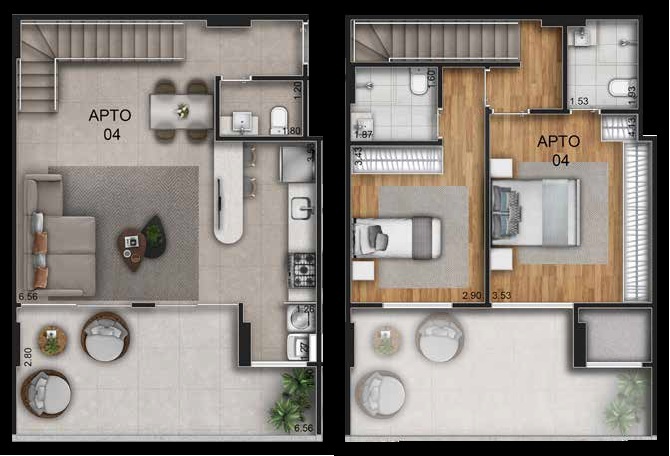 Planta 04 - 2 dorm 109 61m² - duplex