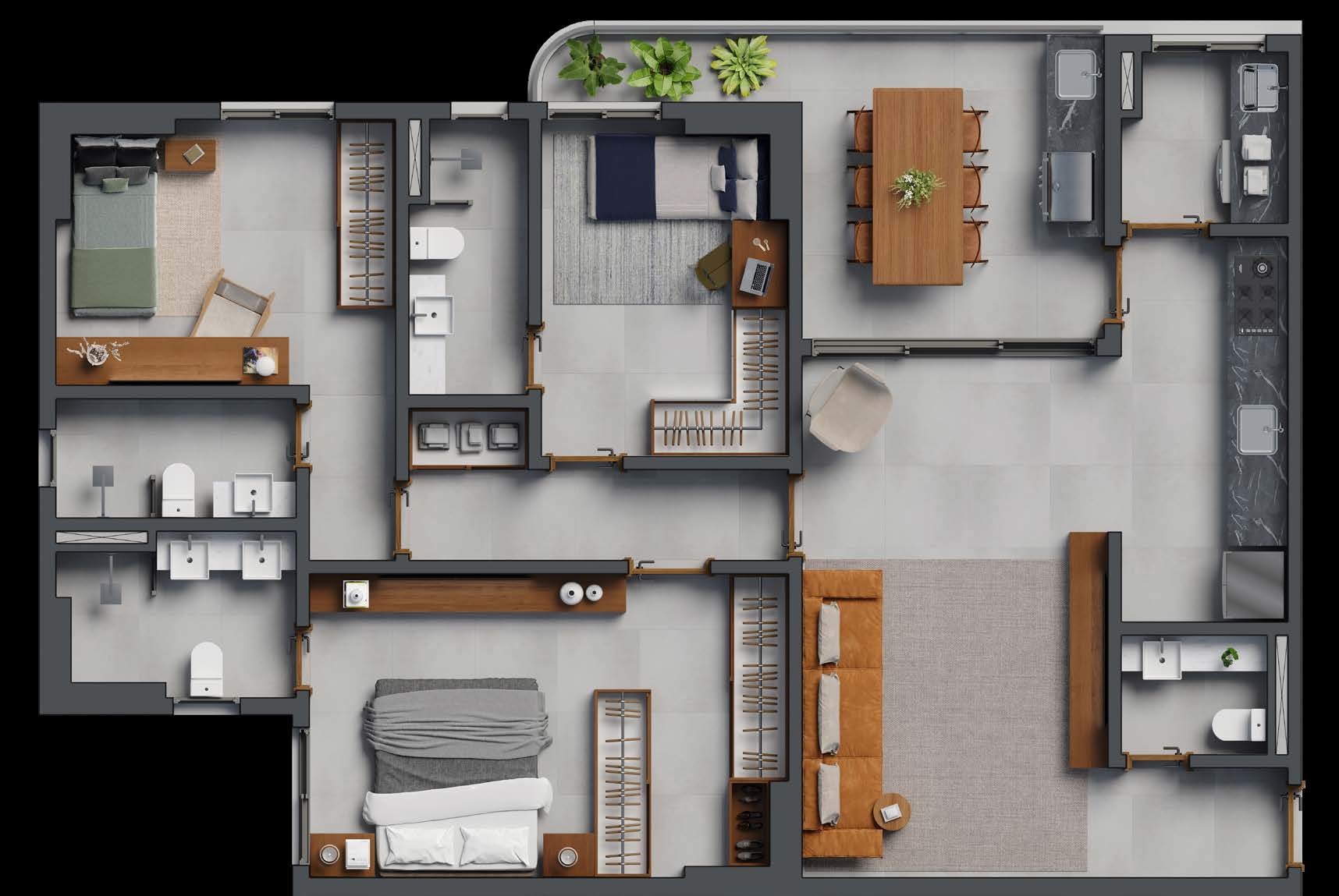 Planta 01 - 3 dorm 112m²