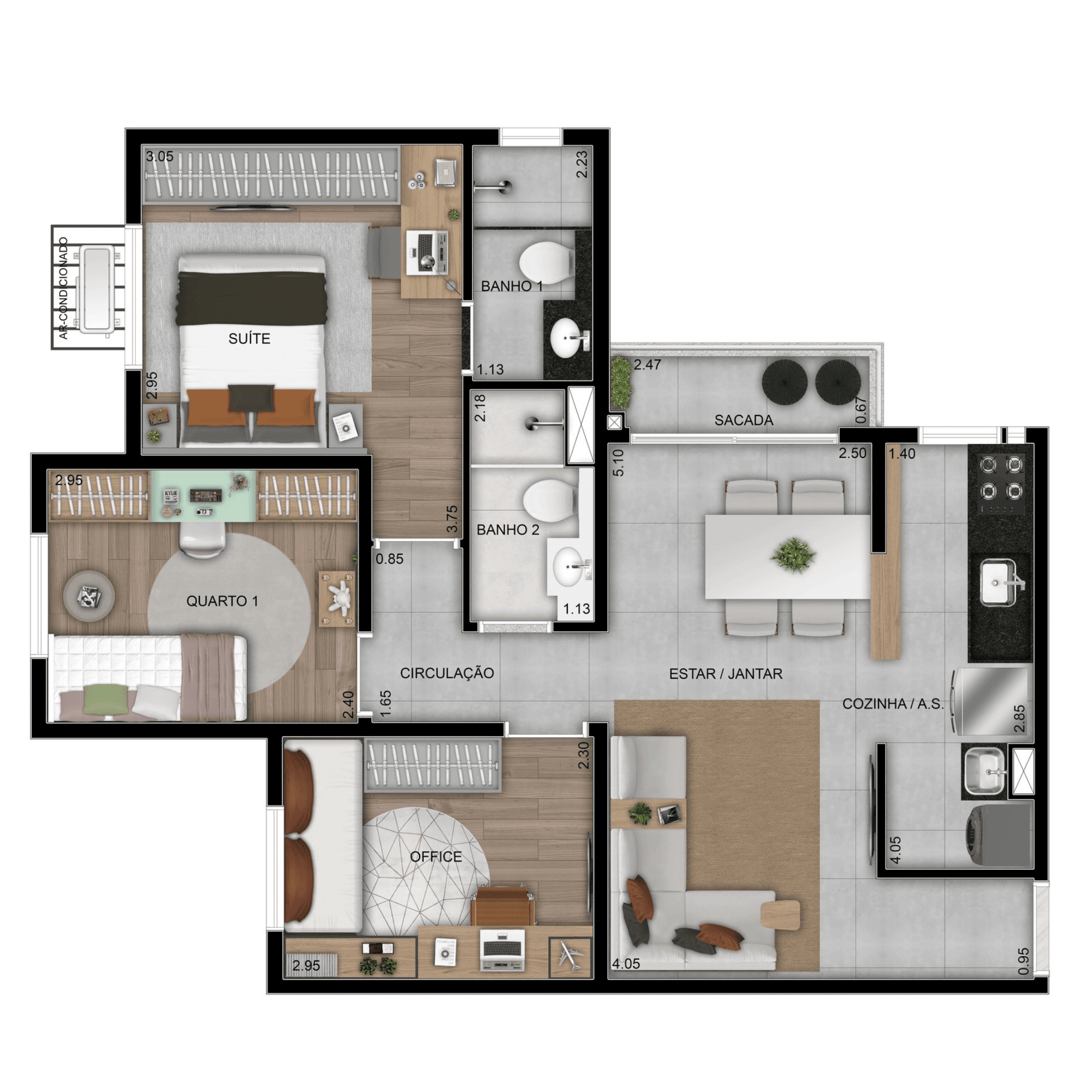 Planta 04 - 3 dorm 61m²