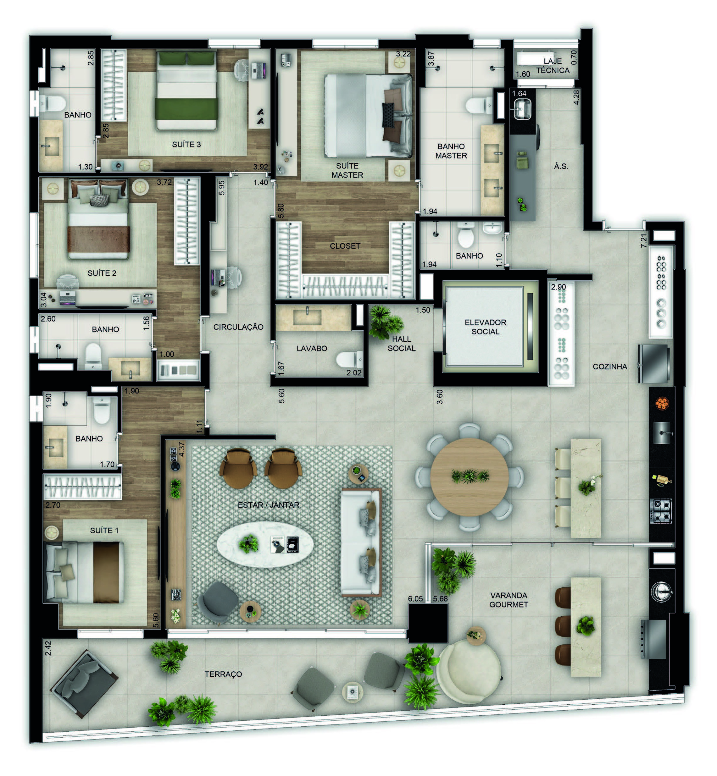 Planta 02 - 4 dorm 223m²