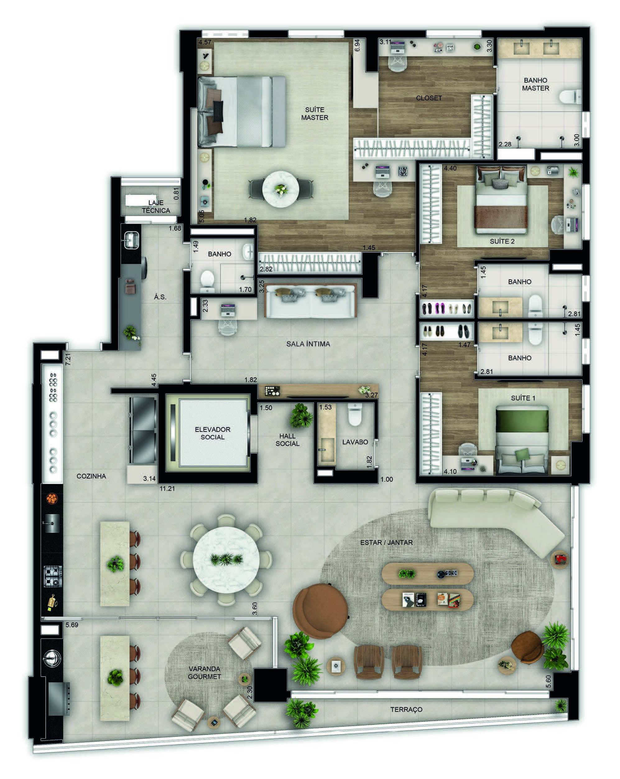 Planta 05 - 3 dorm 255m² - opção