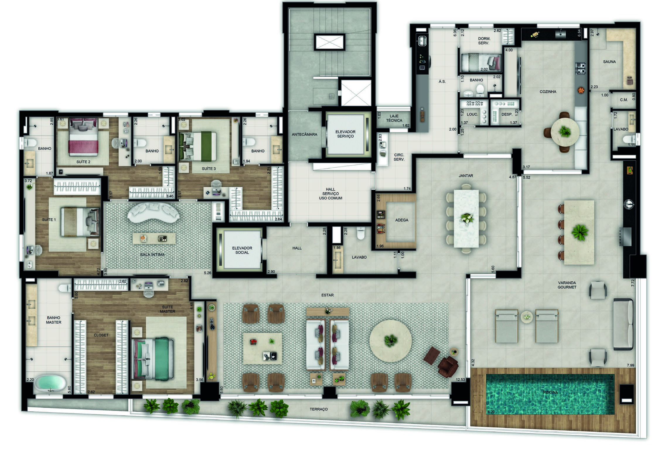 Planta 07 - 4 dorm 462m² - penthouse
