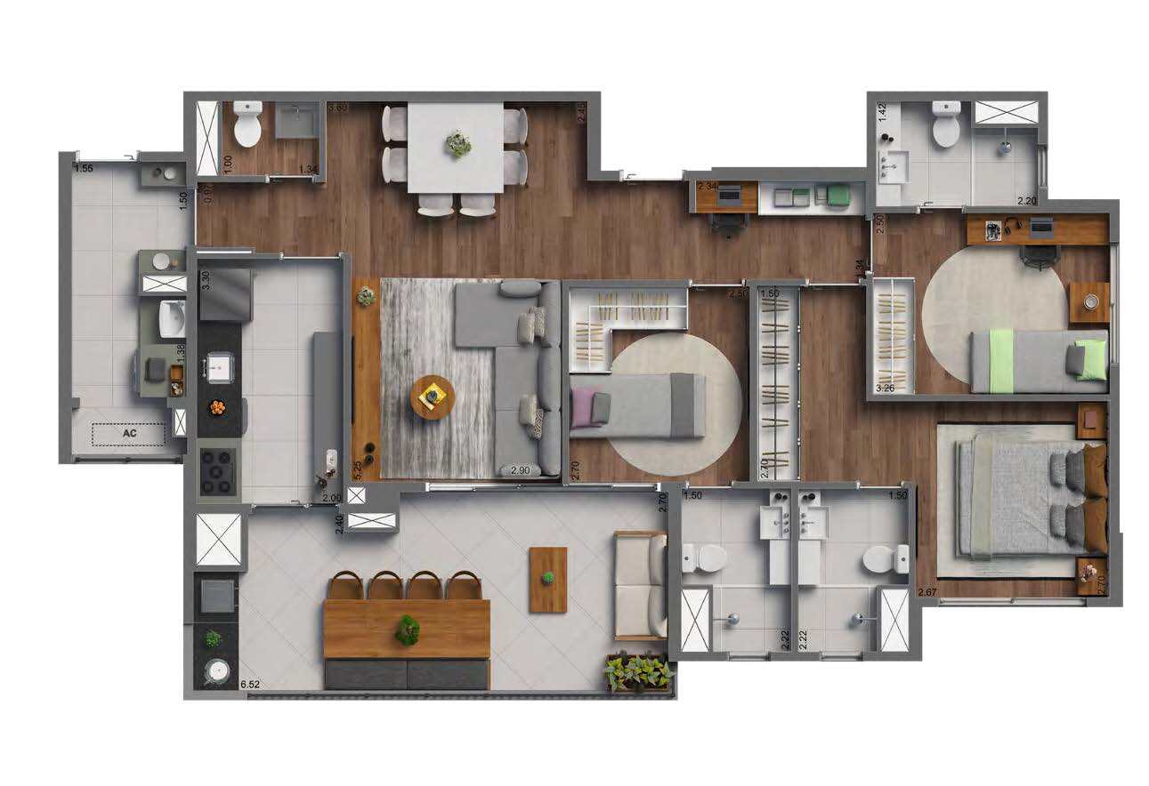 Planta 05 - 3 dorm 104m²