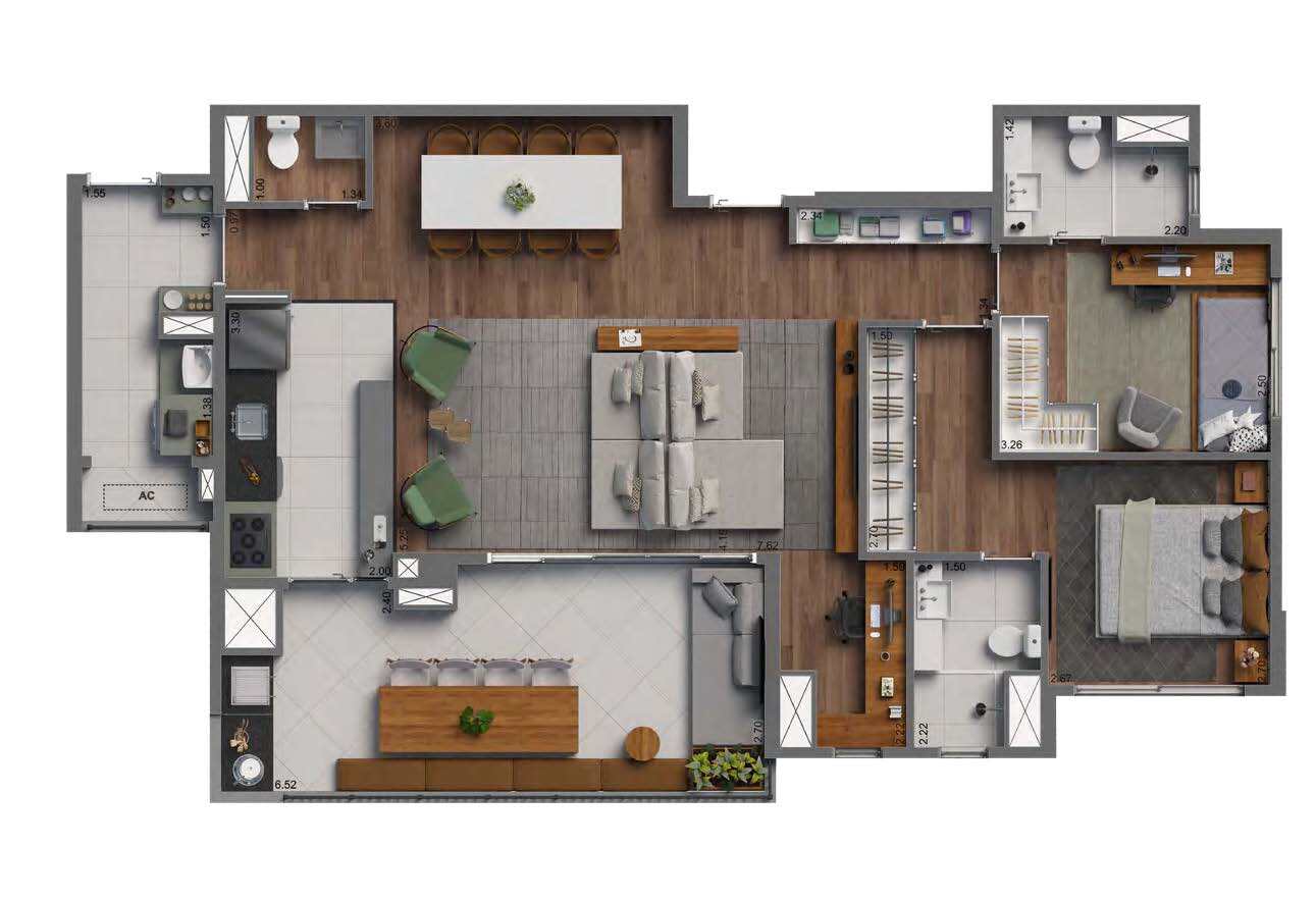 Planta 06 - 2 dorm 104m² - opção