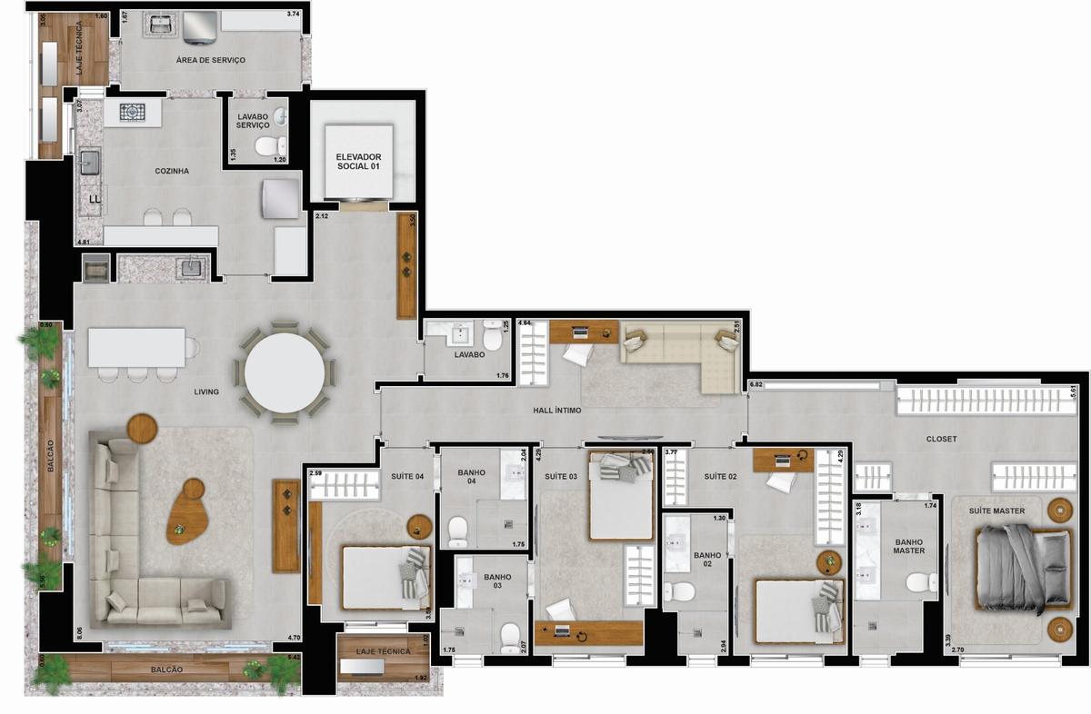 Planta 07 - 4 dorm 204,04m²