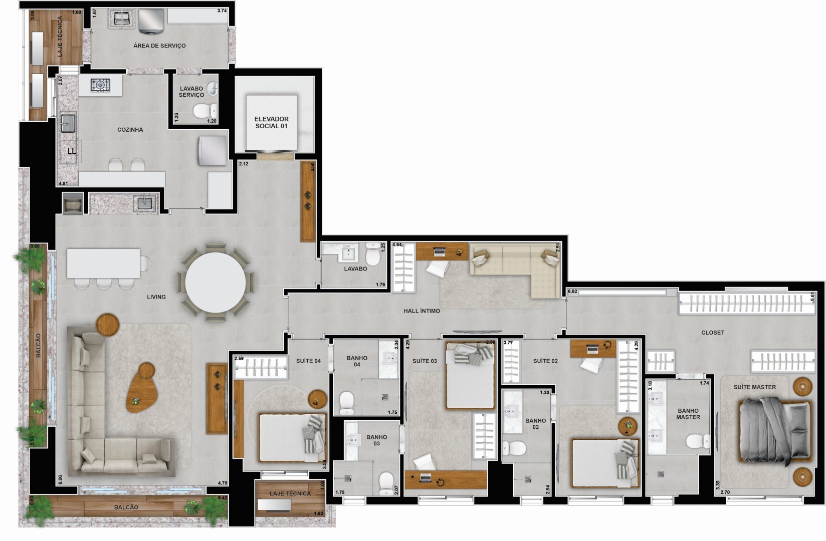 Planta 07 - 4 dorm 204,04m²