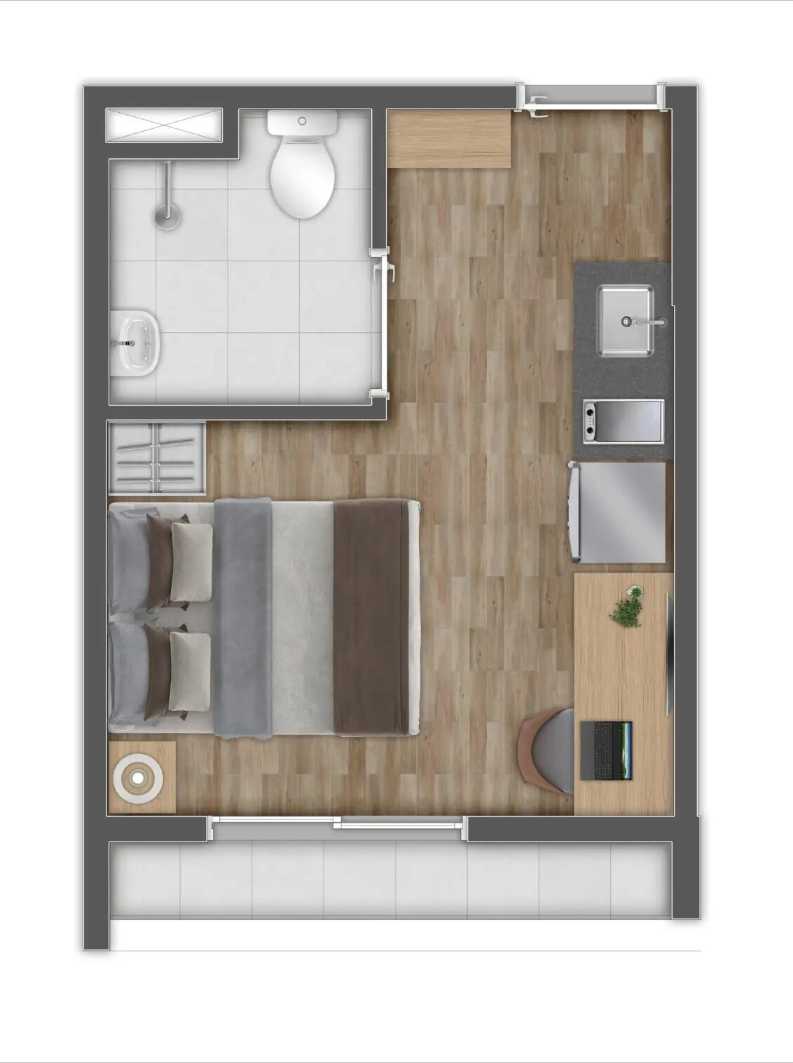 Planta 01 - 1 dorm 19m² - studio