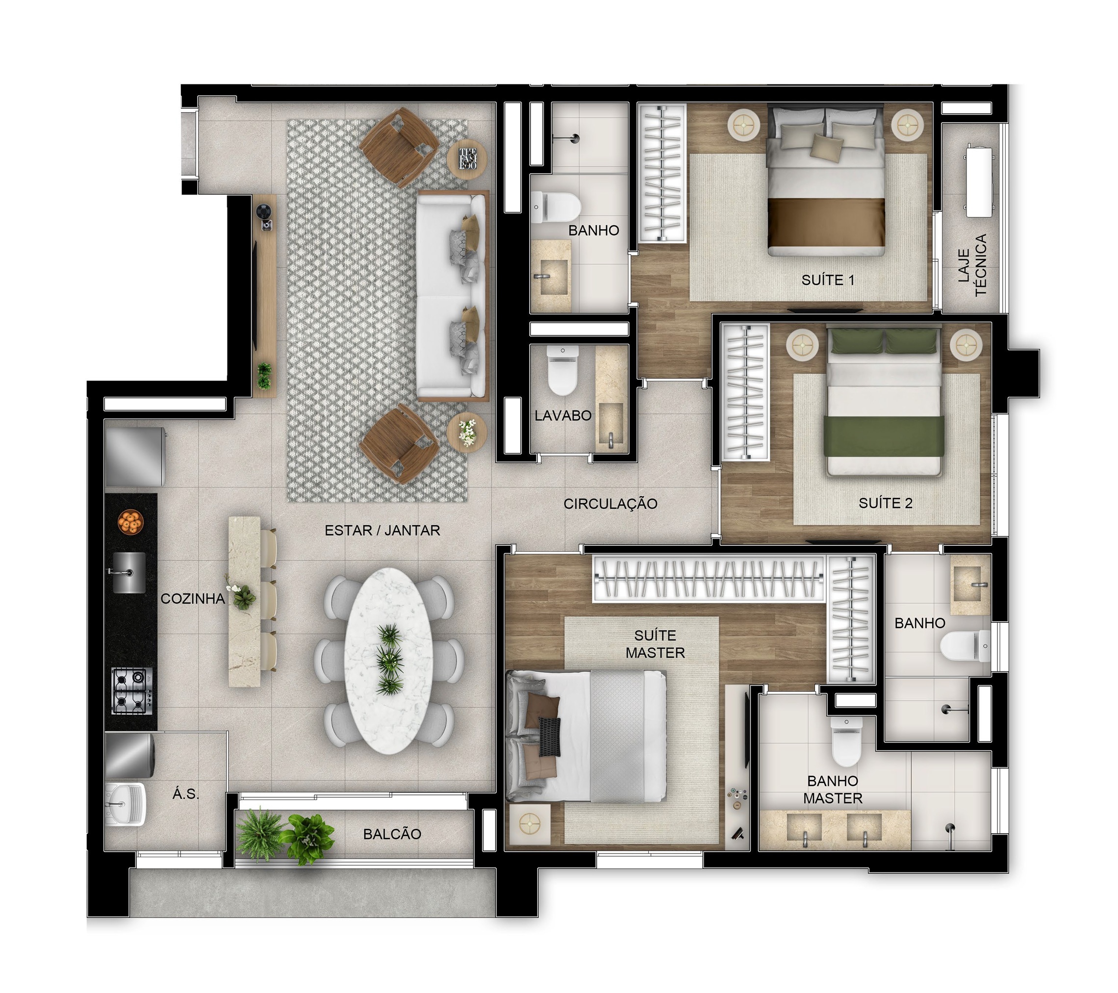 Planta 04 - 3 dorm 100,92m²