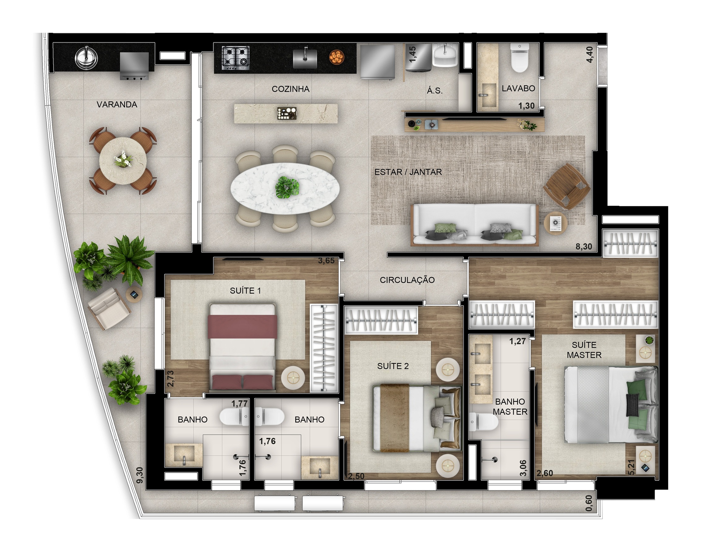 Planta 05 - 3 dorm 116,60m²