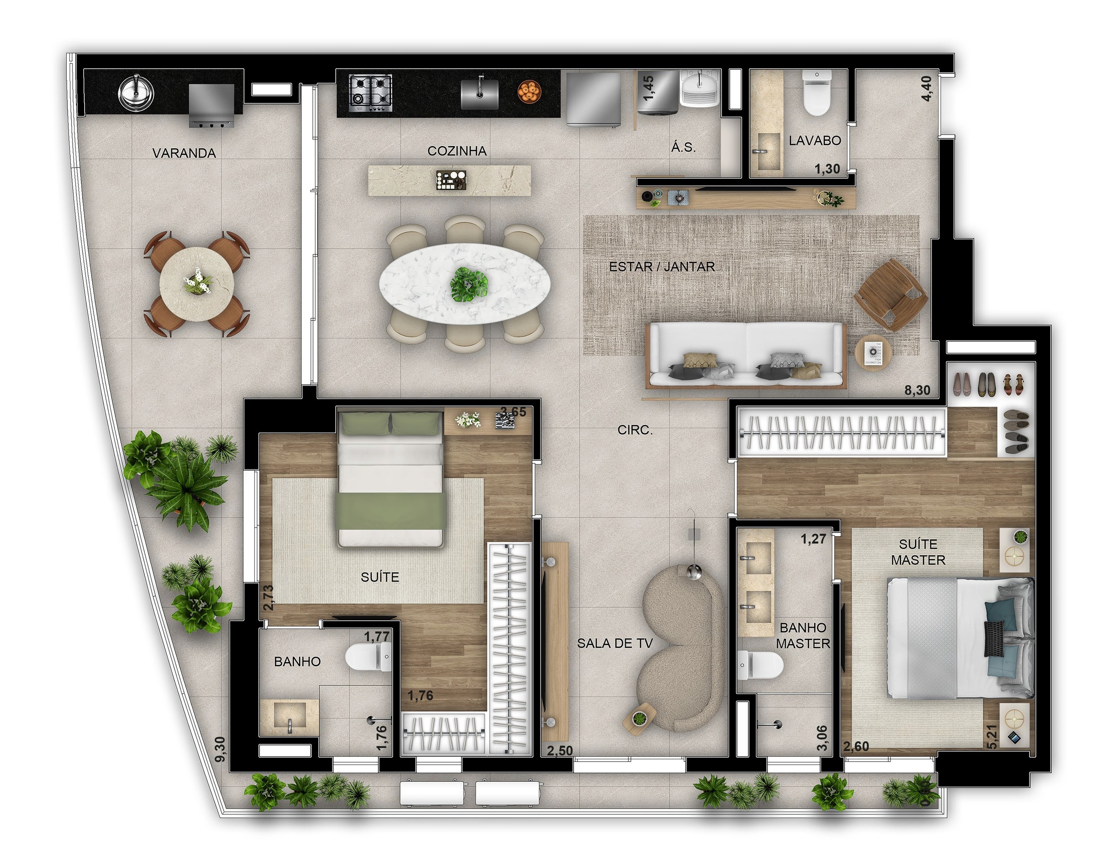 Planta 06 - 2 dorm 116,60m² - opção