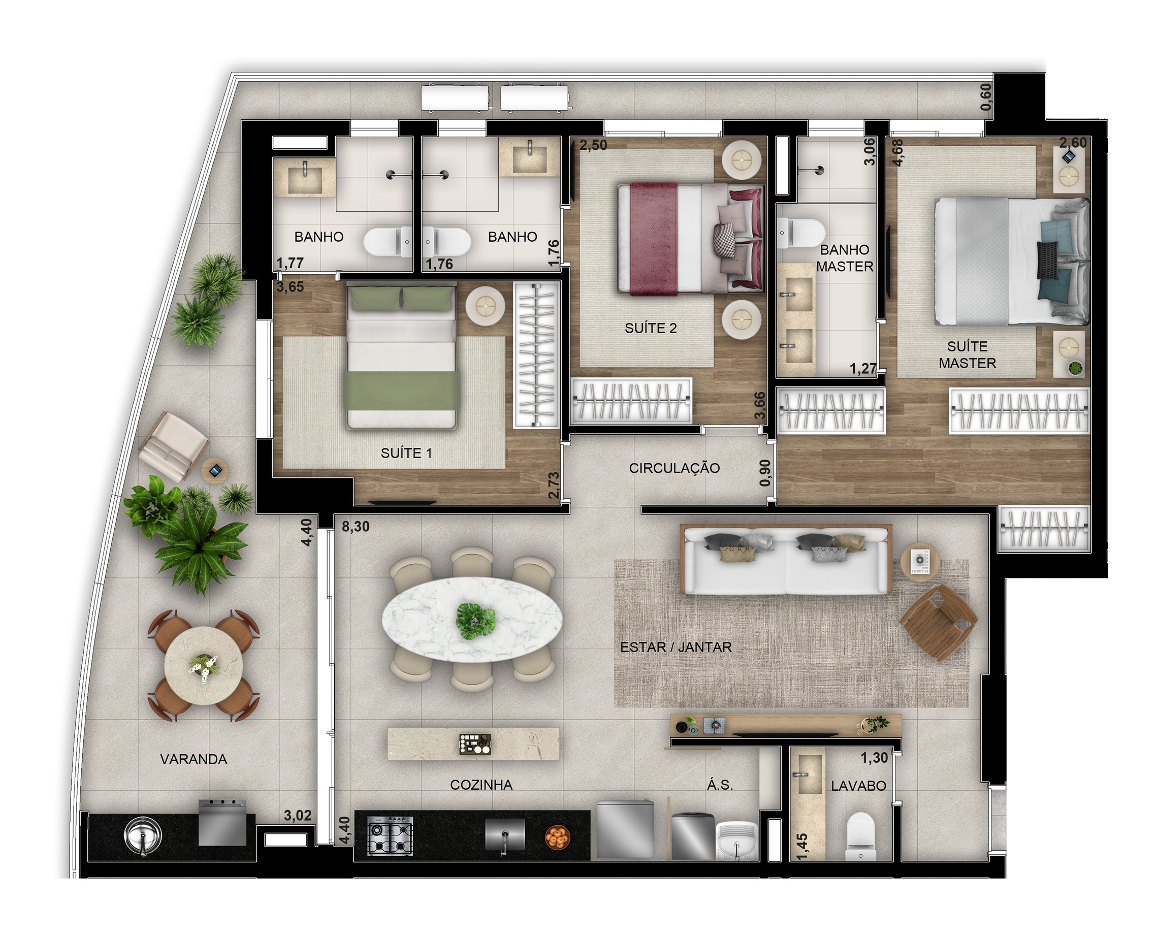 Planta 07 - 3 dorm 116,73m²