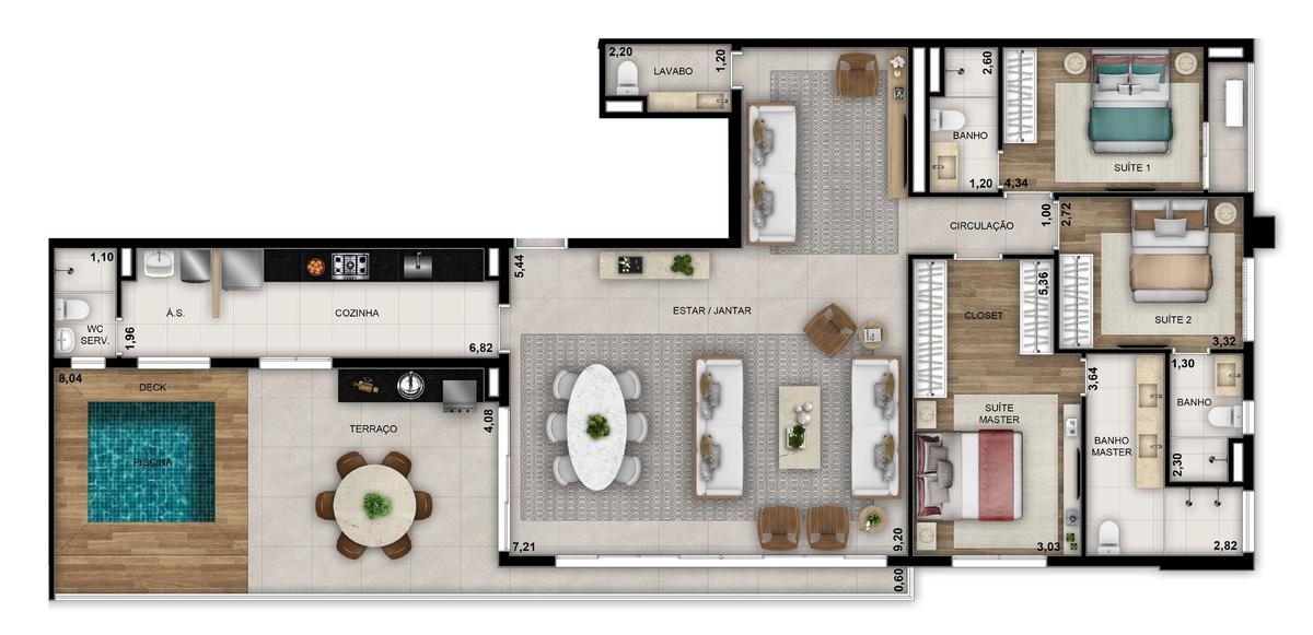 Planta 09 - 3 dorm 180,55m² - cobertura horizontal