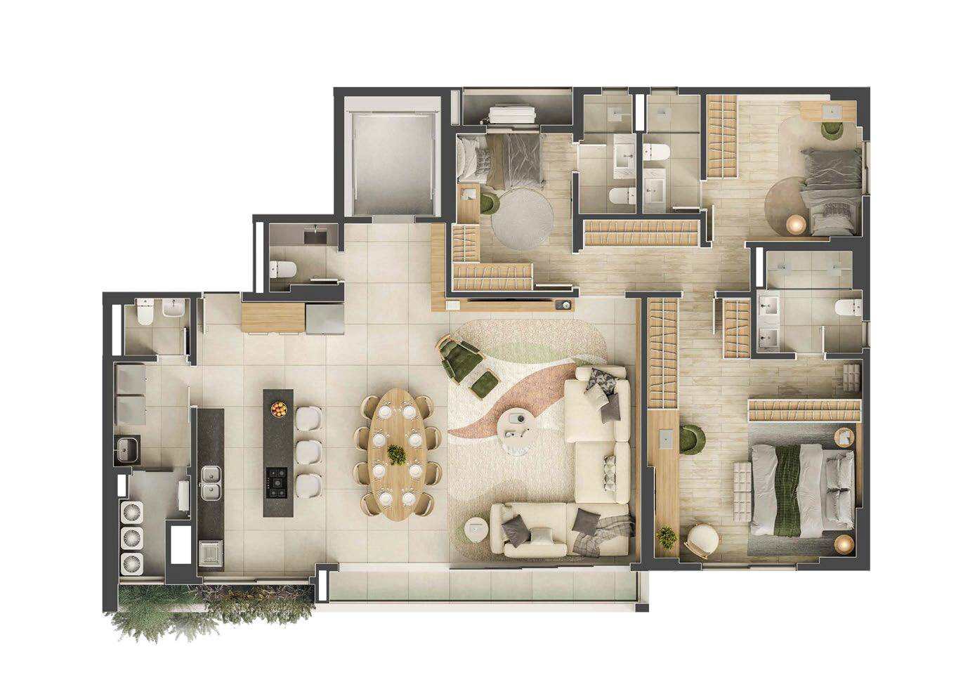 Planta 03 - 3 dorm 157,39m²