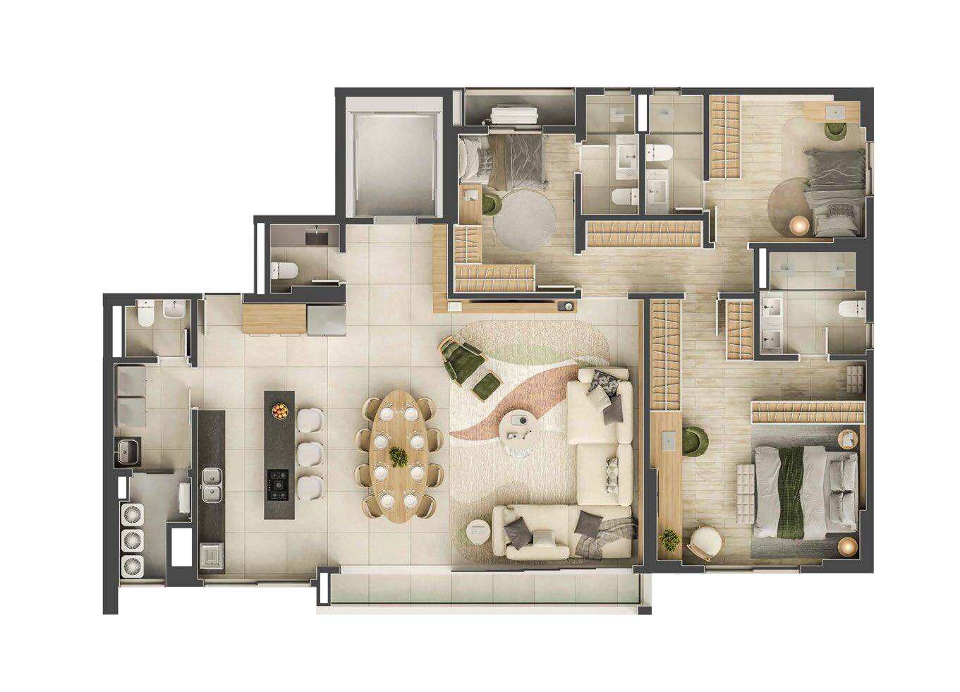 Planta 04 - 3 dorm 157,39m²