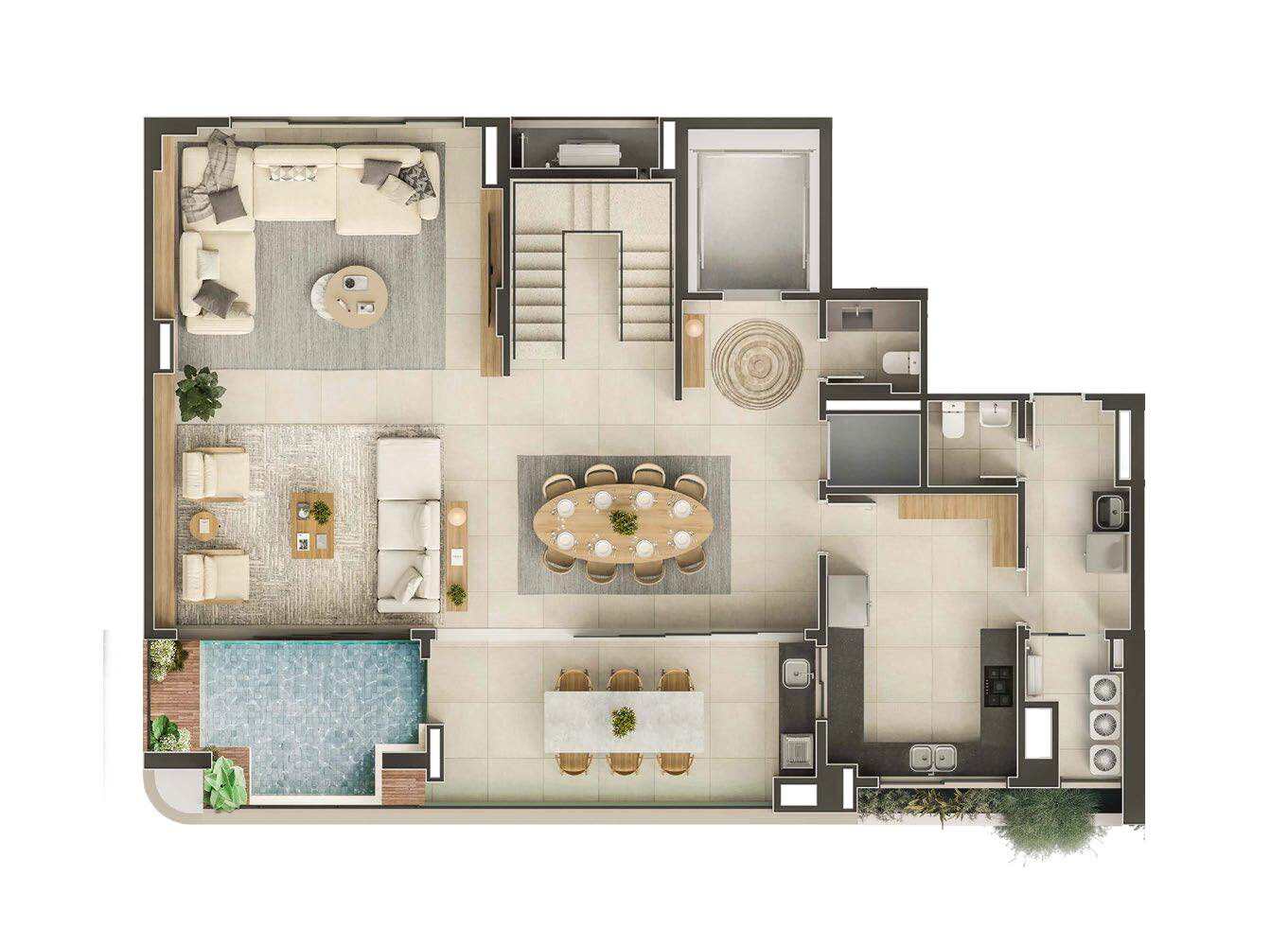 Planta 06 - 4 dorm 278,23m² - penthouse - inferior
