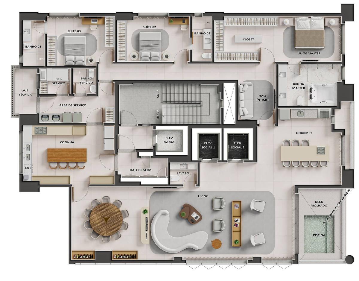 Planta 01 - 3 dorm 303,95m²