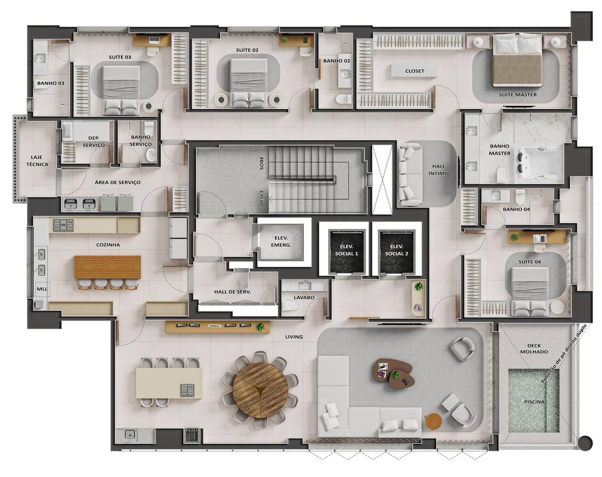 Planta 02 - 4 dorm 303,95m² - opção