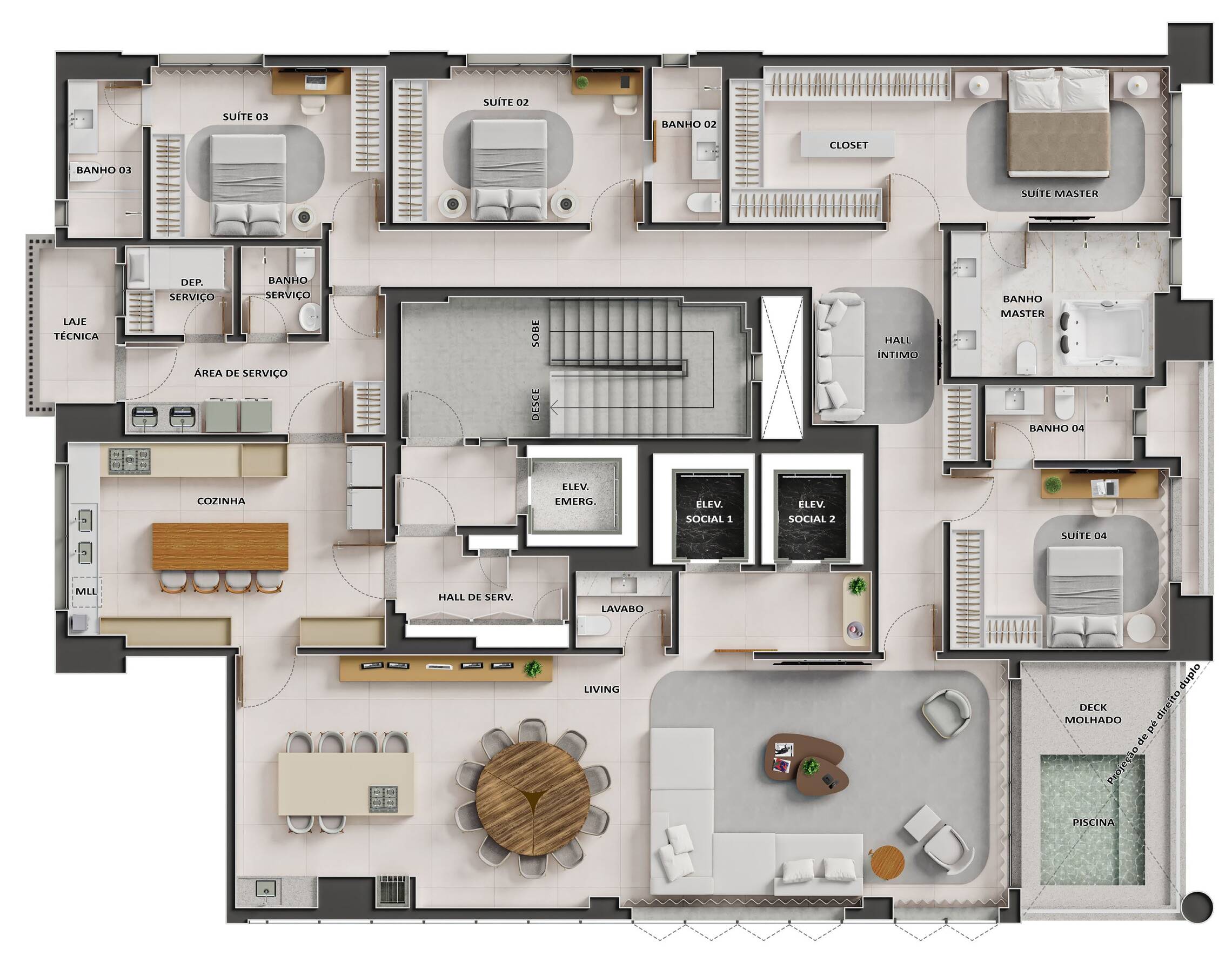 Planta 02 - 4 dorm 303,95m² - opção