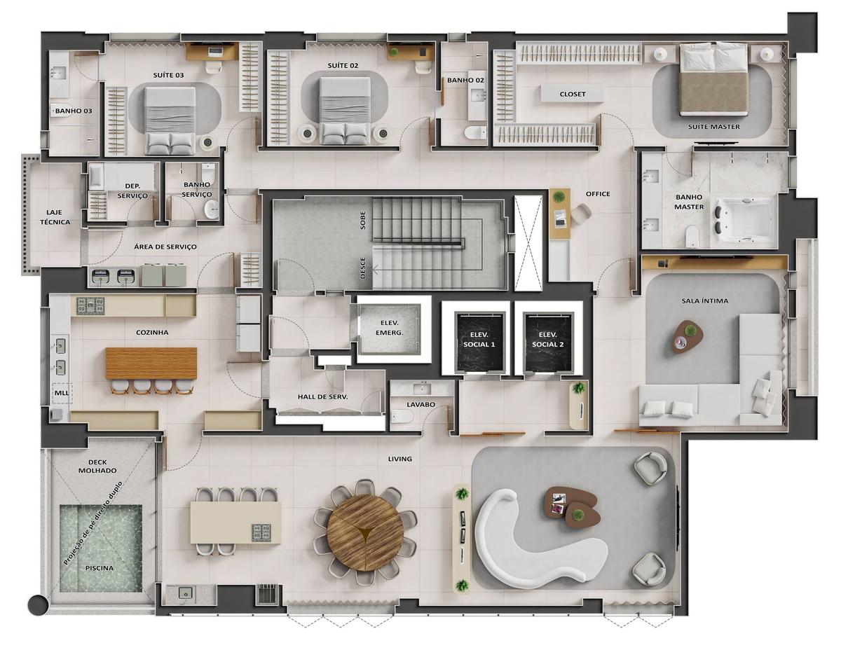Planta 03 - 3 dorm 304,85m²
