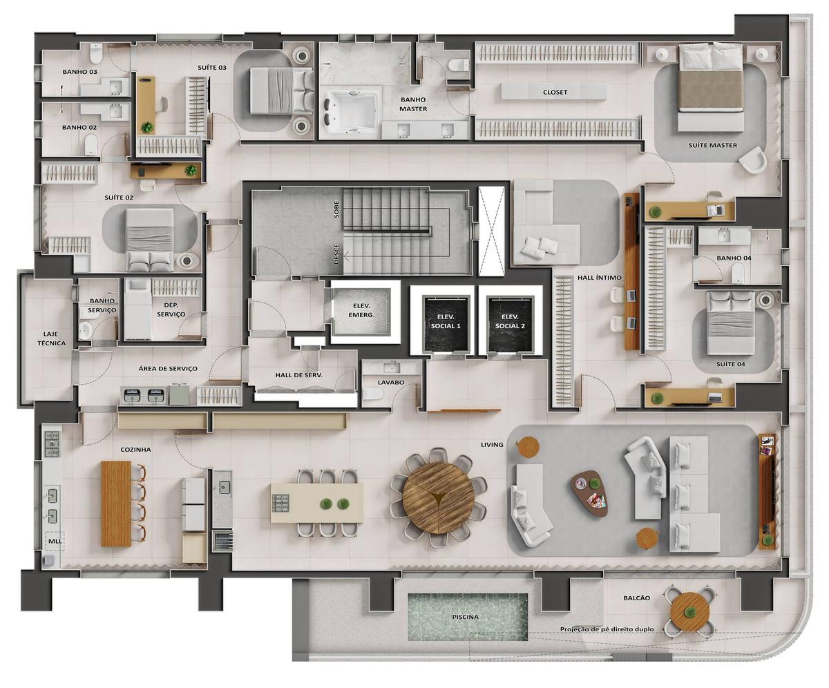 Planta 08 - 4 dorm 388,81m²