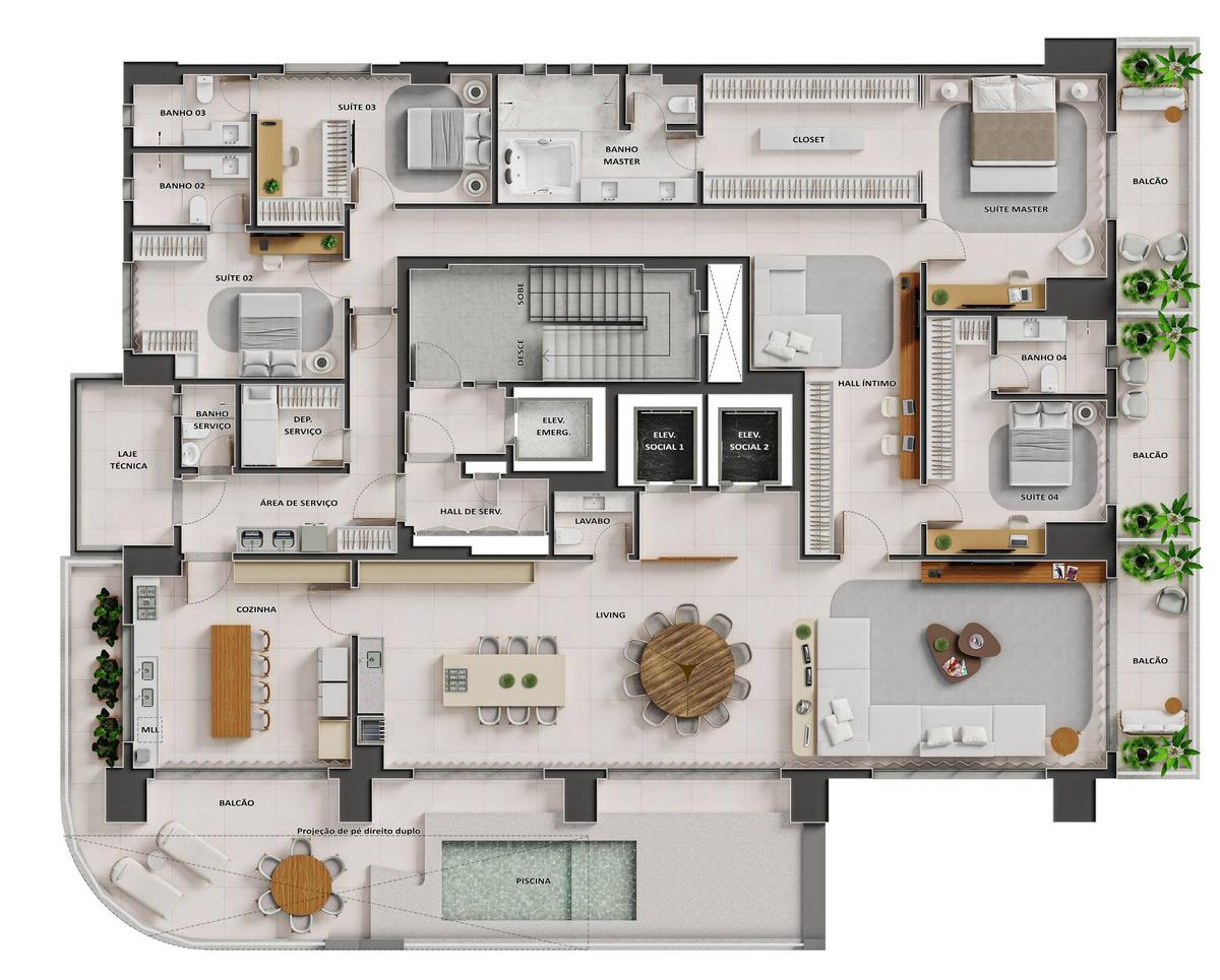 Planta 09 - 4 dorm 445,73m²