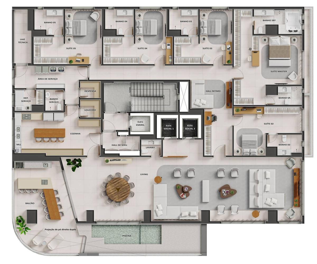 Planta 13 - 5 dorm 538,37m² - opção