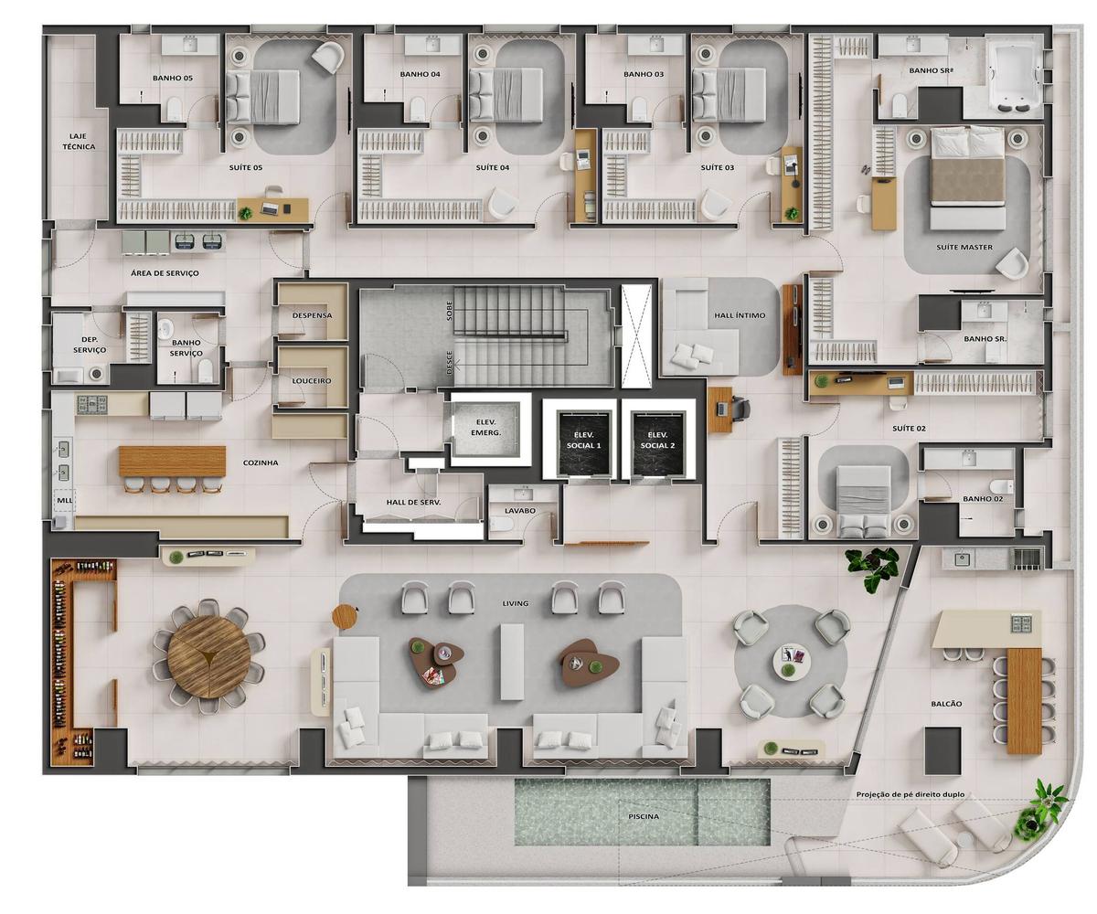 Planta 15 - 5 dorm 543,74m² - opção