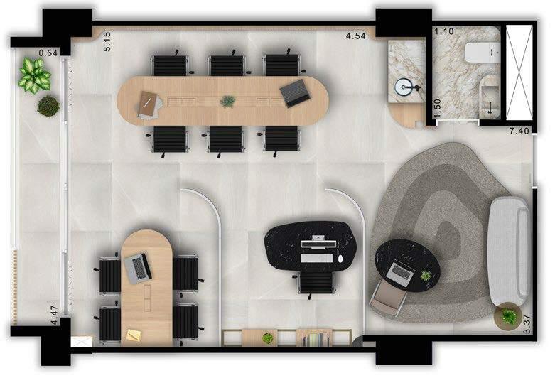 Planta 01 - 39m² - sala