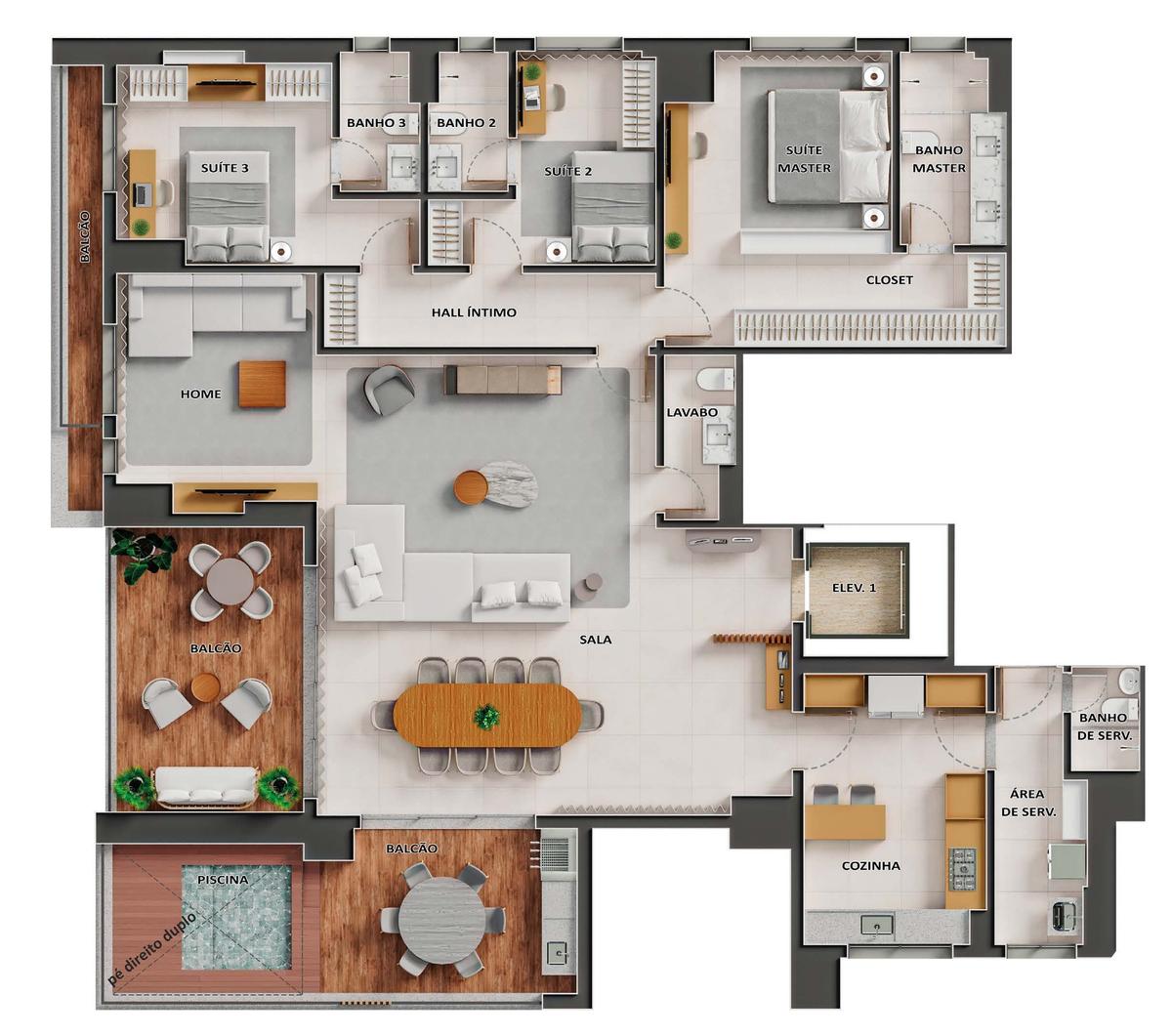 Planta 05 - 3 dorm 248m² - opção