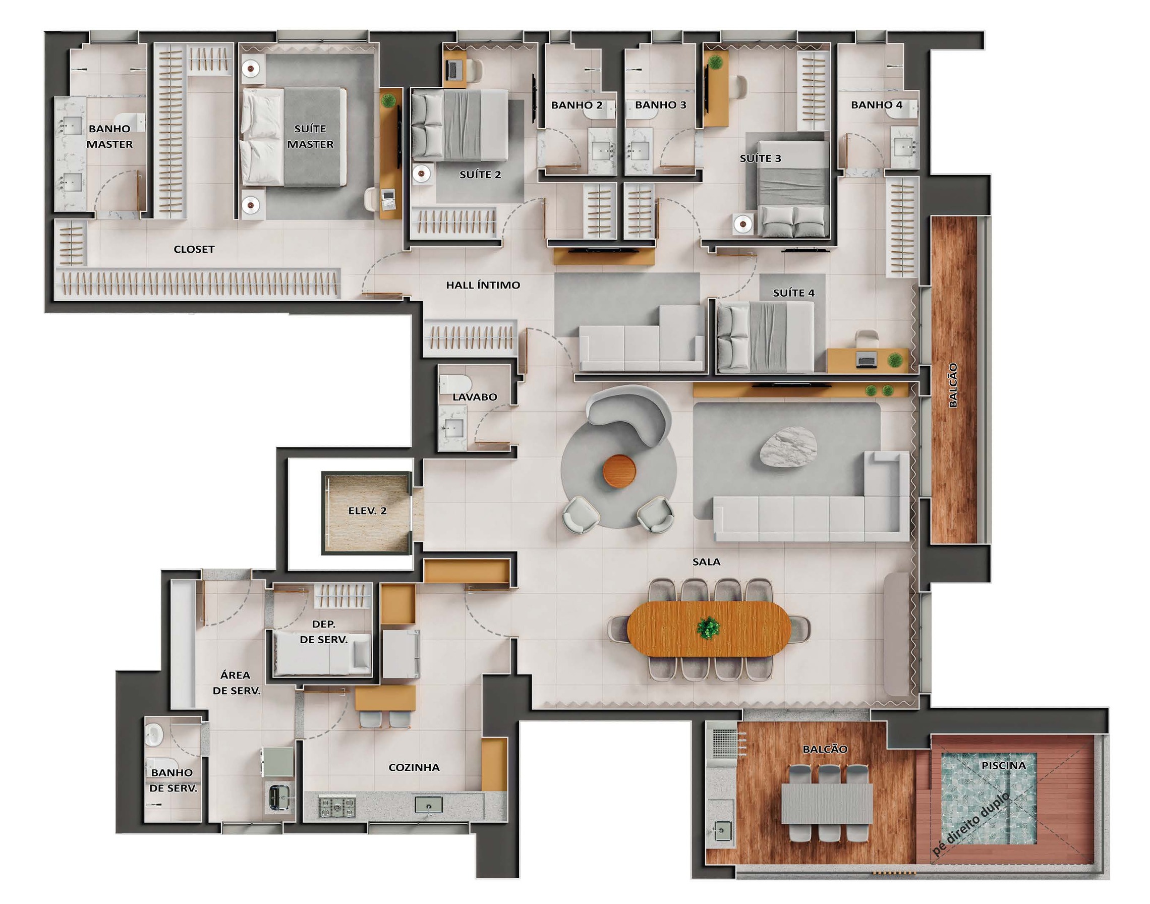 Planta 08 - 4 dorm 251m²
