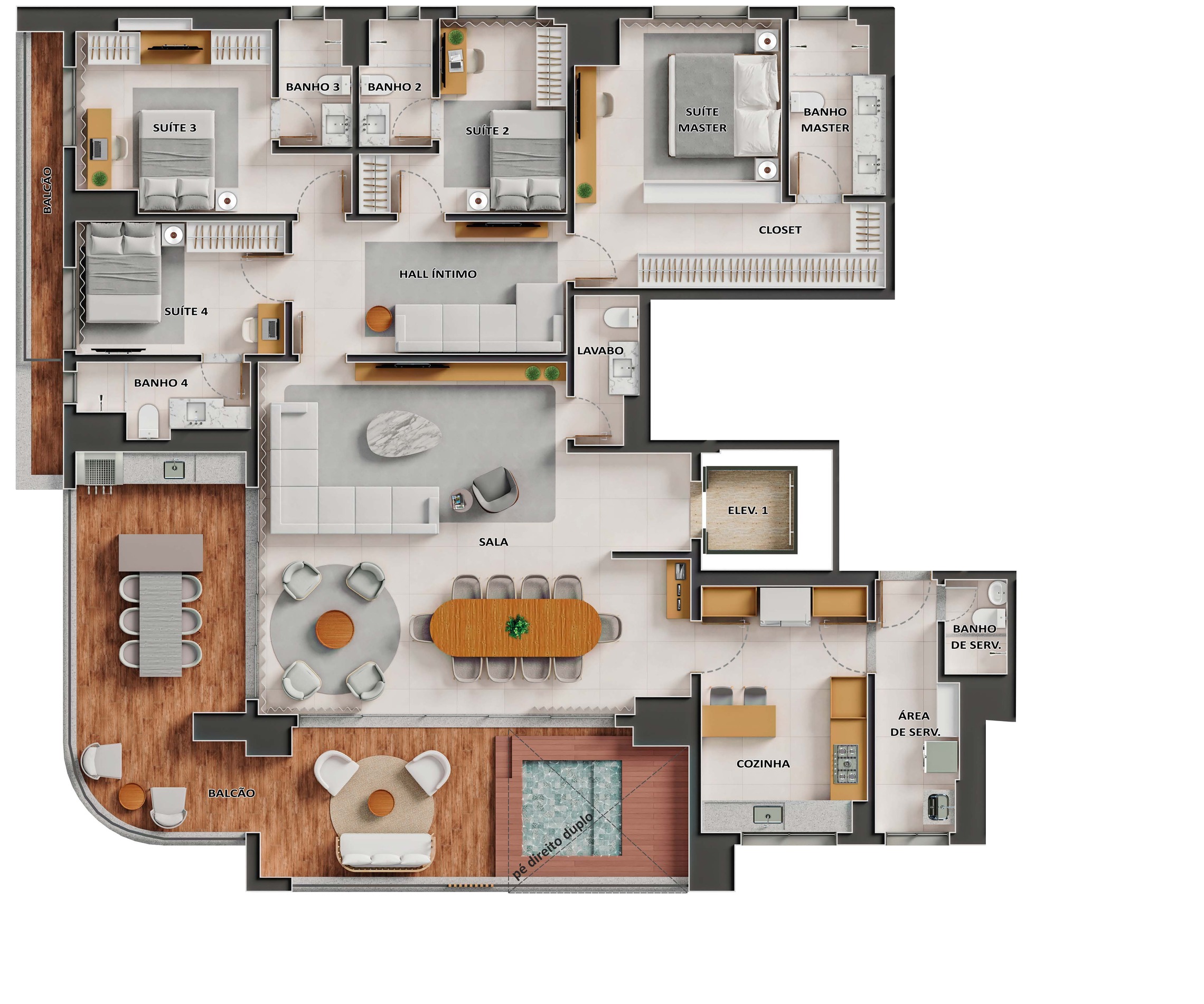Planta 10 - 4 dorm 254m² - garden