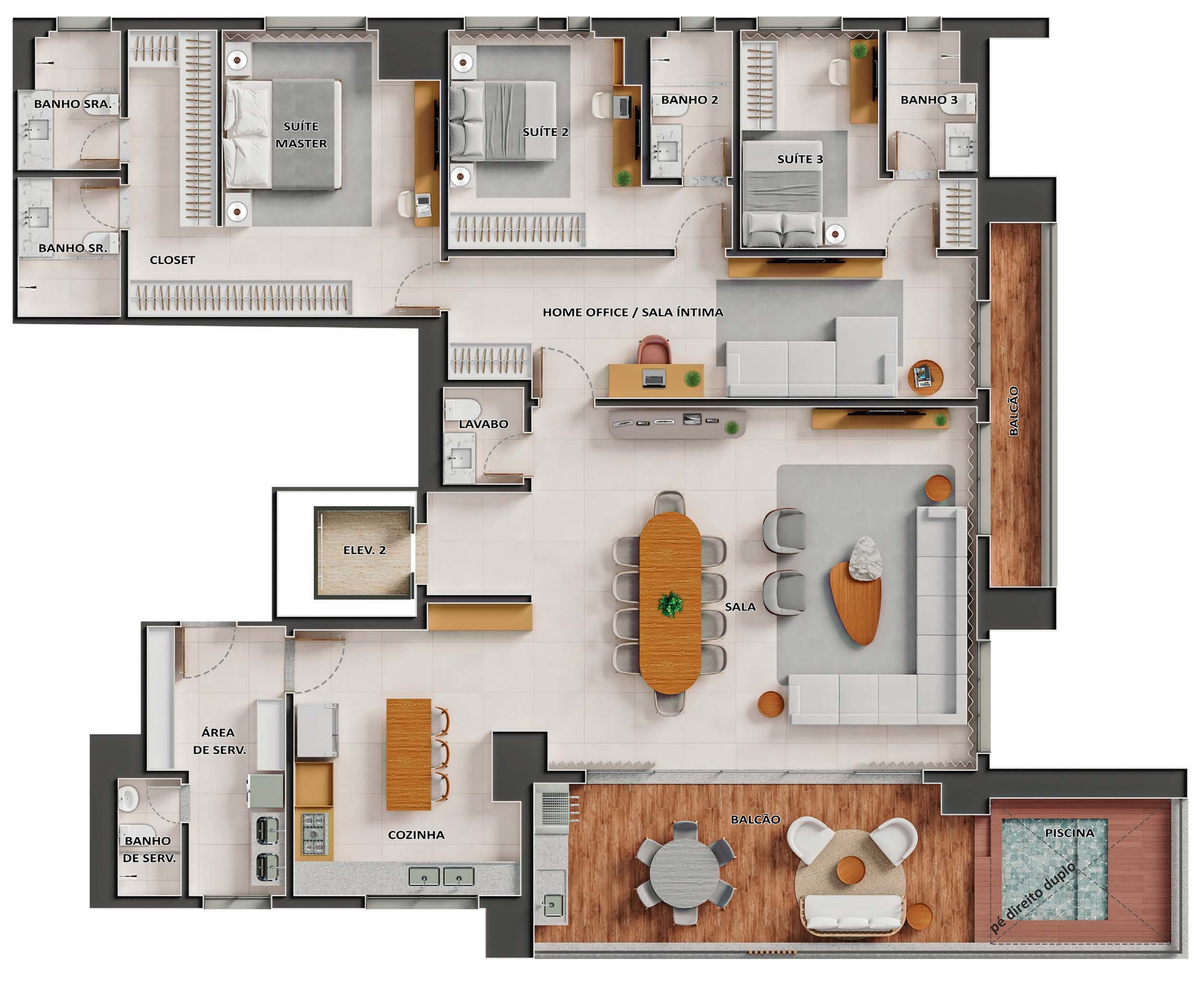 Planta 11 - 3 dorm 262m²