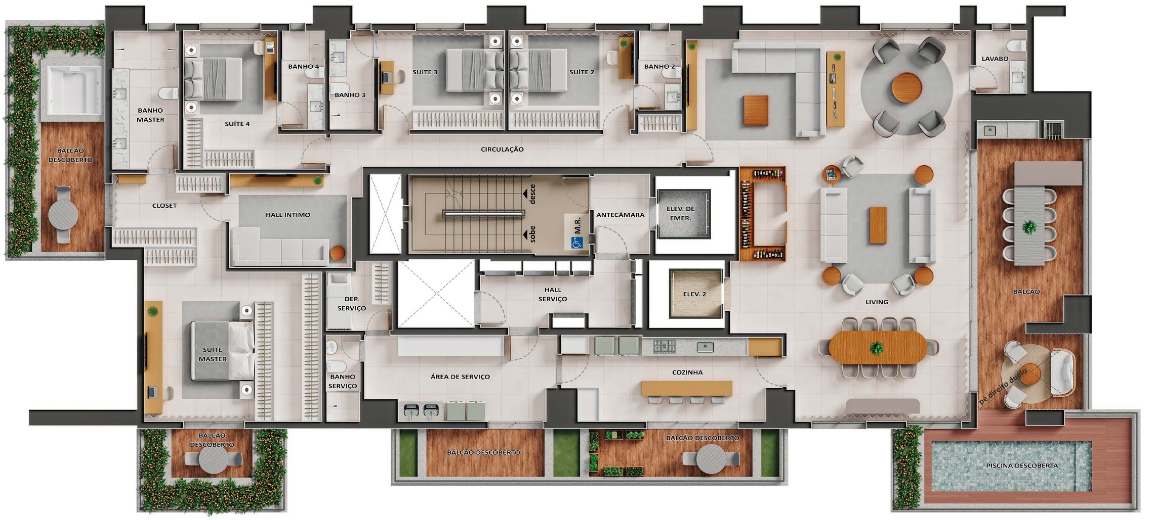 Planta 17 - 4 dorm 468m² - penthouse