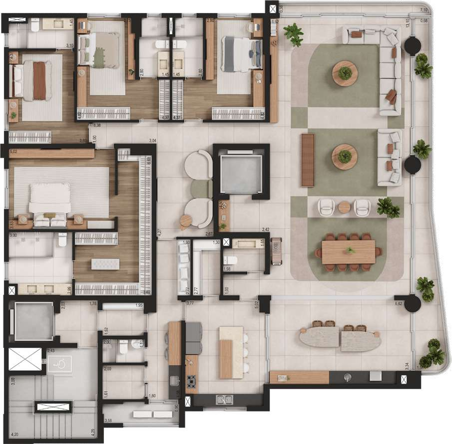 Planta 01 - 4 dorm 355m²