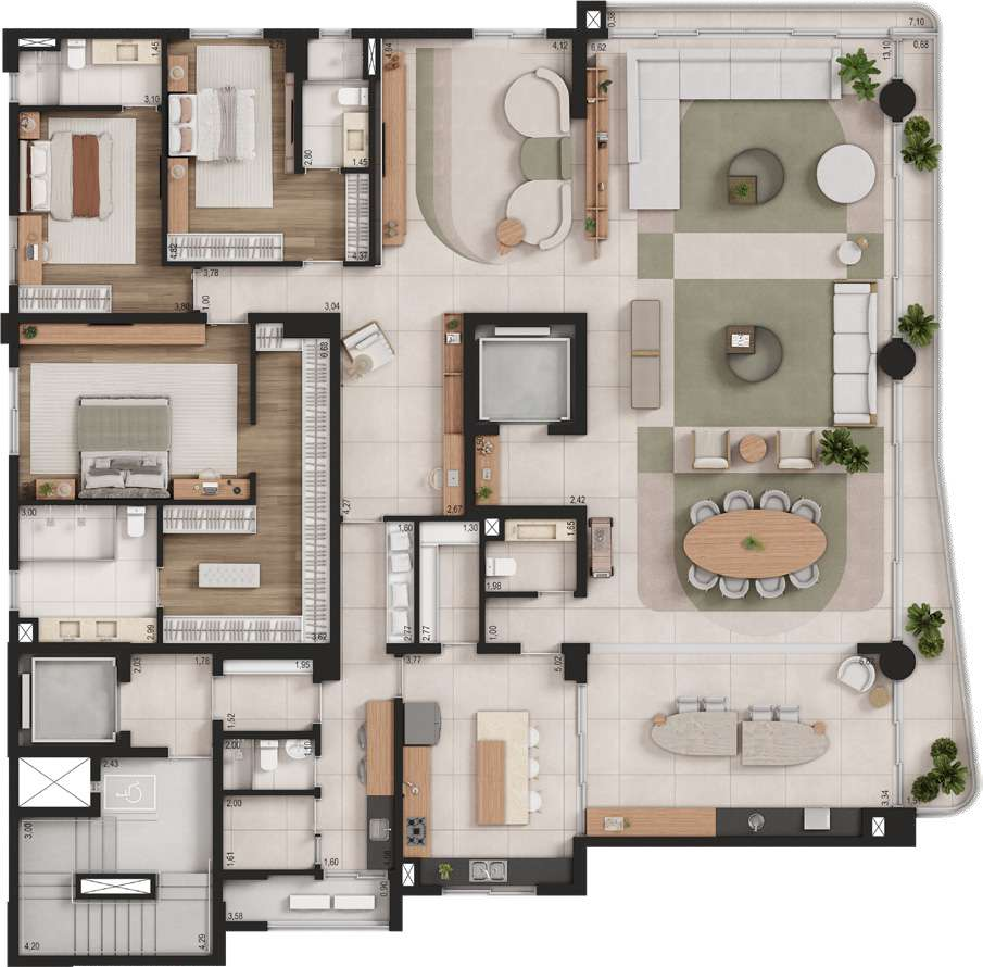 Planta 02 - 3 dorm 355m² - opção