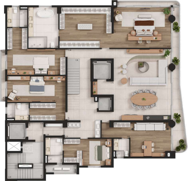 Planta 03 - 4 dorm 705m² - cobertura duplex - inferior