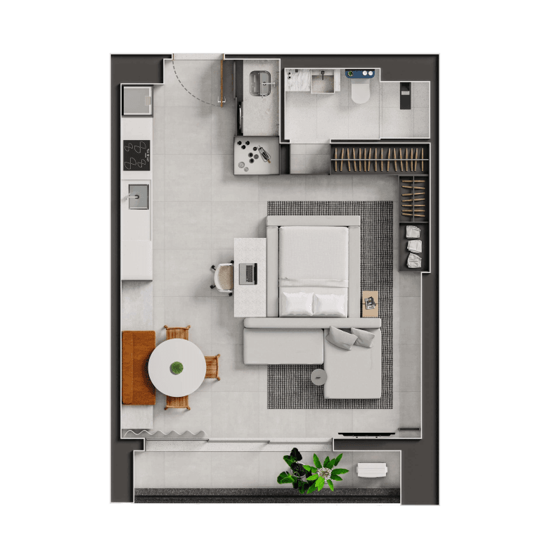 Planta 01 - 1 dorm 50m²