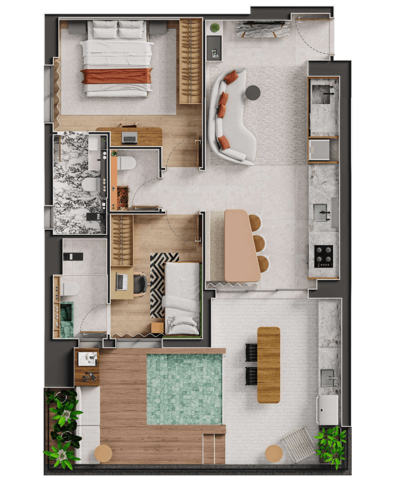 Planta 04 - 3 dorm 97m²