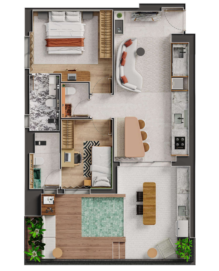Planta 04 - 3 dorm 97m²