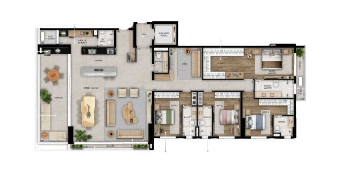 Planta 02 - 4 dorm 251,82m²