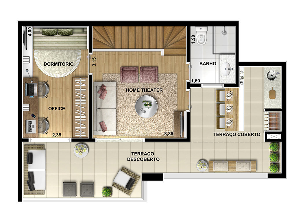 Planta 06 - 1 dorm 117m² - duplex superior