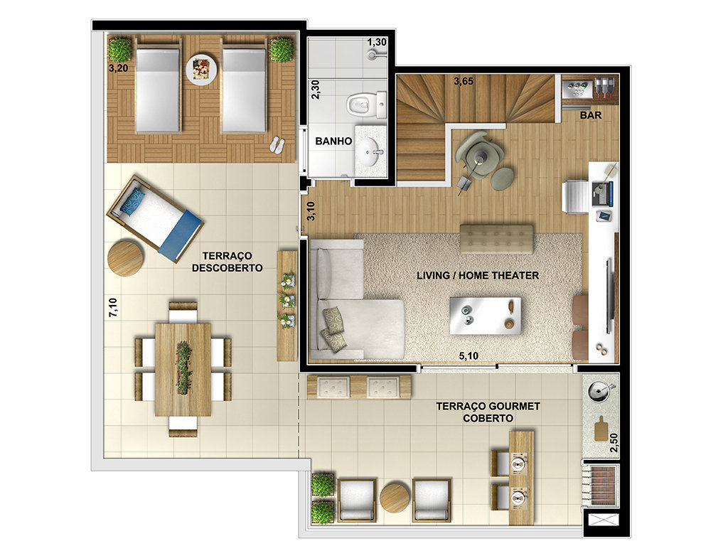 Planta 07 - 3 dorm 152m² - duplex superior